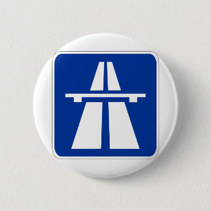 German Autobahn Sign 2 Inch Round Button