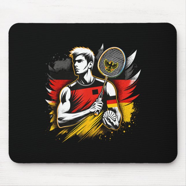German Badminton Enthusiast Racket Shuttle Germany Mouse Pad (Front)