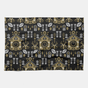 German Bauernmalerei Folk Art Kitchen Towel
