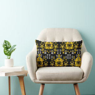 German Bauernmalerei Folk Art Lumbar Pillow
