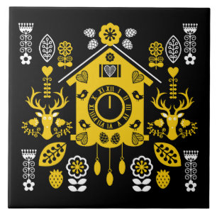 German Bauernmalerei Folk Art Tile