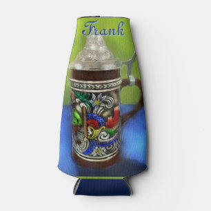 German Beer Stein w/Hinged Lid Blue Personalized Bottle Cooler