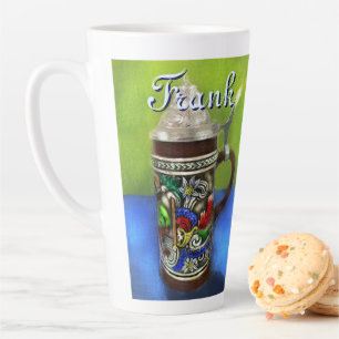 German Beer Stein w/Hinged Lid Personalized Latte Mug