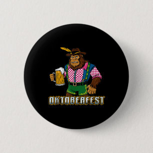 German Bigfoot Sasquatch Beer Lederhose Funny _2  2 Inch Round Button