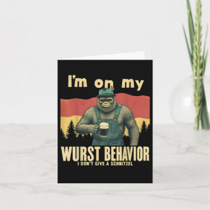 German Bigfoot Sasquatch Funny Retro Lederhose  Card