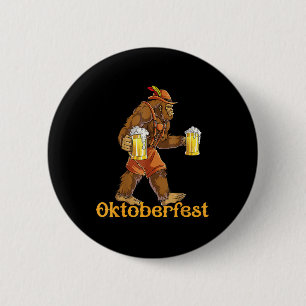 German Bigfoot Sasquatch Lederhose Funny 2024 2 Inch Round Button