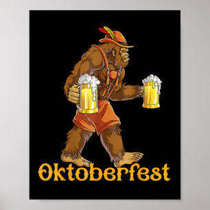 German Bigfoot Sasquatch Lederhose Funny 2024  Poster