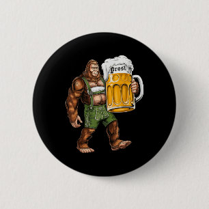 German Bigfoot Sasquatch Lederhose Funny  2 Inch Round Button