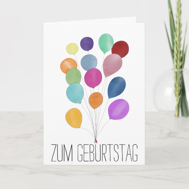 German Birthday bunch of balloons Card (Front)