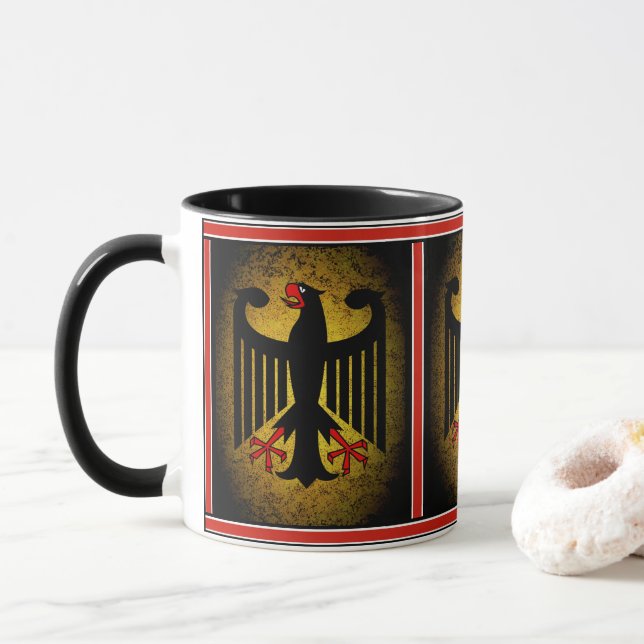 German, black eagle of German flag, Germany 11oz Mug (With Donut)