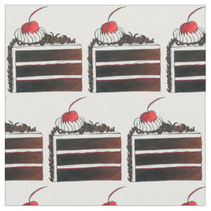 German Black Forest Cake Gâteau Slice Dessert Fabric