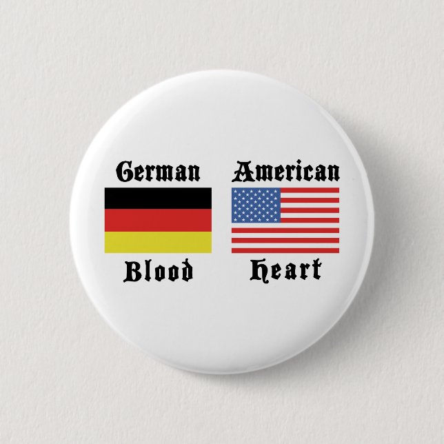 German Blood American Heart 2 Inch Round Button (Front)