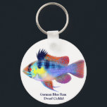 German Blue Ram Dwarf Cichlid Keychain<br><div class="desc">Design of a German Blue Ram dwarf cichlid by designer Carolyn McFann of Two Purring Cats Studio. A great gift idea for aquarium hobbyists and fish lovers.</div>