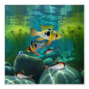 German Blue Rams Cichlids Corydoras Aquarium Fish Poster