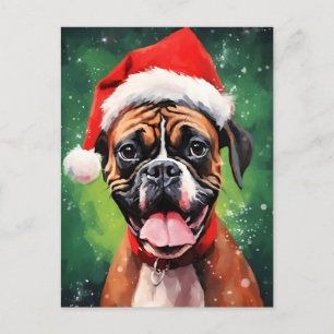 German Boxer Christmas brush painting artwork Postcard