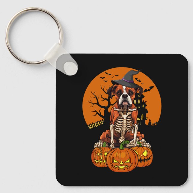 German Boxer Dog Halloween Keychain (Front)