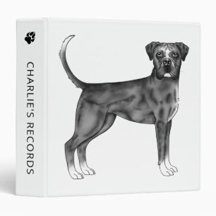 German Boxer Dog In Black And White & Custom Text Binder