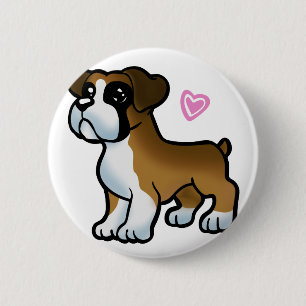 German boxer puppy cartoon    choose back colour 2 inch round button