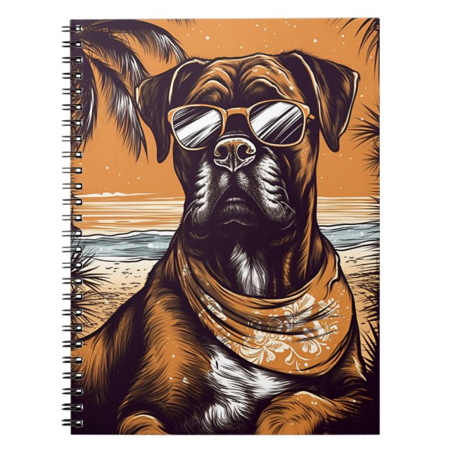 German Boxer with sunglasses at a tropical beach Notebook (Front)