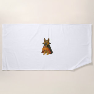 German Bulldog Halloween Dog in Vampire Costume wi Beach Towel
