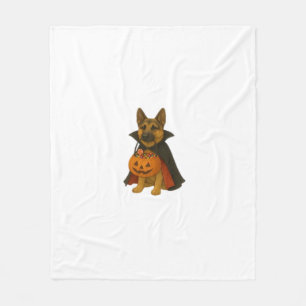 German Bulldog Halloween Dog in Vampire Costume wi Fleece Blanket