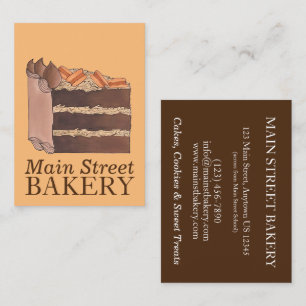German Chocolate Cake Slice Bake Shop Bakery Chef Business Card