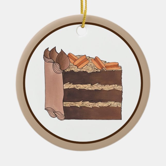 German Chocolate Cake Slice Birthday Party Piece Ceramic Ornament (Front)