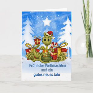 German Christmas Card - Cute Dragon - Fröhliche W