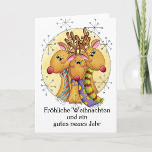 German Christmas Card - Reindeer - Fröhliche Weih