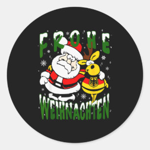 German Christmas Germany Frohe Weihnachten Frohlic Classic Round Sticker