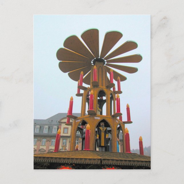 German Christmas, Giant sized Decoorations Holiday Postcard (Front)