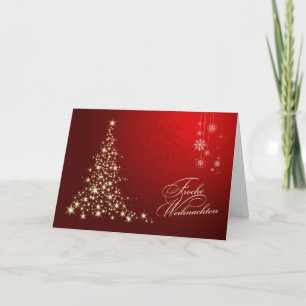 German Christmas - gold & red sparkling tree Holiday Card