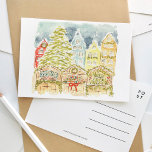 German Christmas Market Watercolor Travel Invitation Postcard<br><div class="desc">A beautifully painted watercolor travel postcard featuring a traditional Christmas market in Germany.</div>