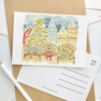 German Christmas Market Watercolor Travel