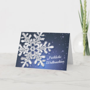 German Christmas, Snowflake on blue Holiday Card