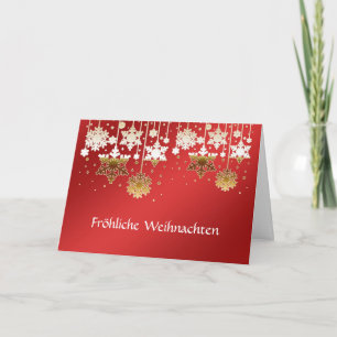 German Christmas snowflakes on red Holiday Card