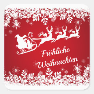 German Christmas - Snowflakes, Santa, reindeer Square Sticker
