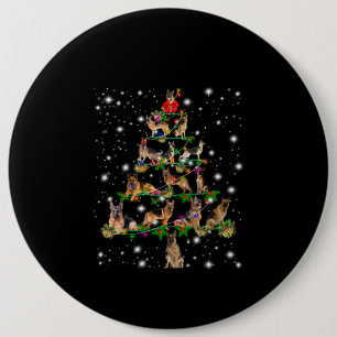 German Christmas Tree Covered By Flashlight 6 Inch Round Button