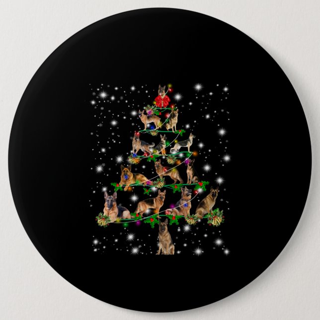 German Christmas Tree Covered By Flashlight 6 Inch Round Button (Front)