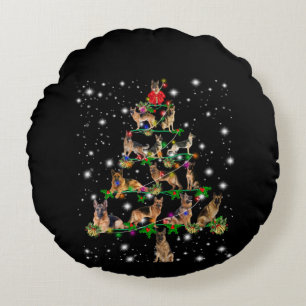 German Christmas Tree Covered By Flashlight Round Pillow