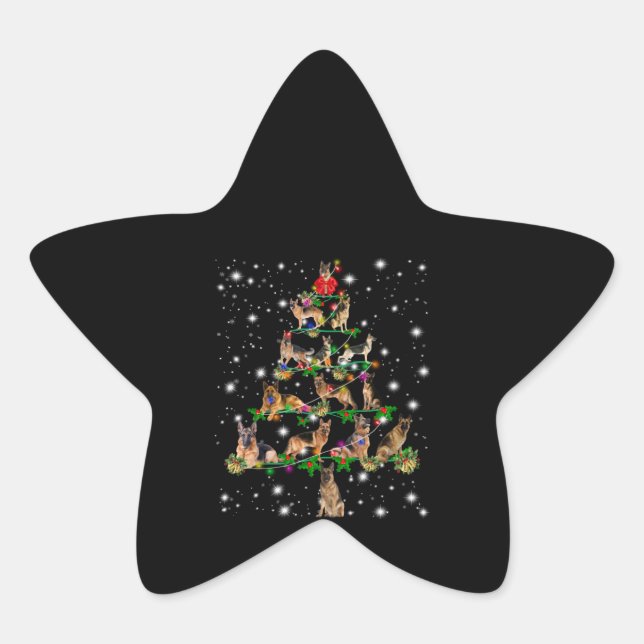 German Christmas Tree Covered By Flashlight Star Sticker (Front)