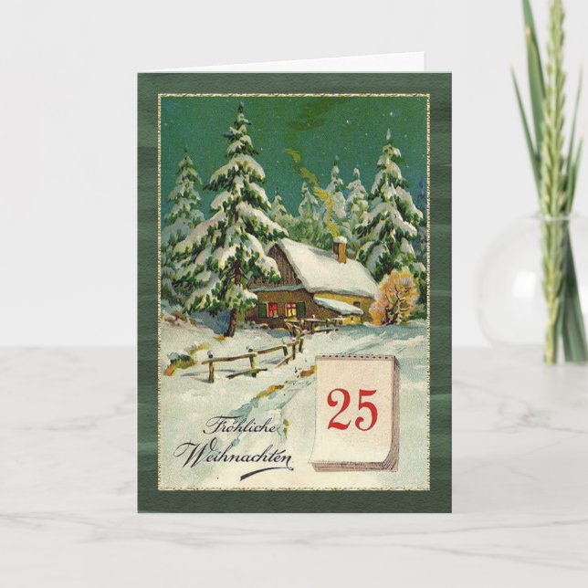 German Christmas - winter forest, December 25, Holiday Card (Front)
