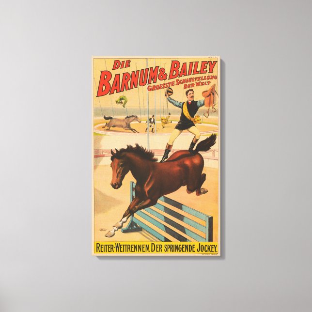 German Circus Poster Of A Man Standing On Horse Canvas Print (Front)