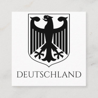 German Coat of Arms Deutschland Black and White Square Business Card