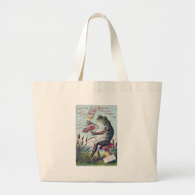 German Cologne Frog Trade Card Large Tote Bag (Front)