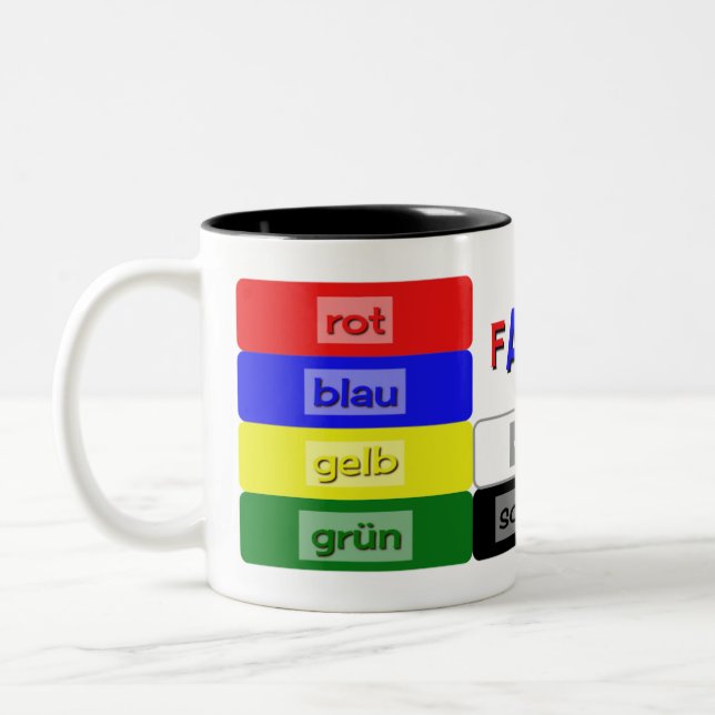 german colours learning vocabulary Two-Tone coffee mug (Left)