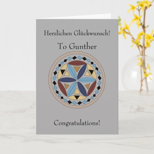 German Congratulations Card (Yellow Flower)