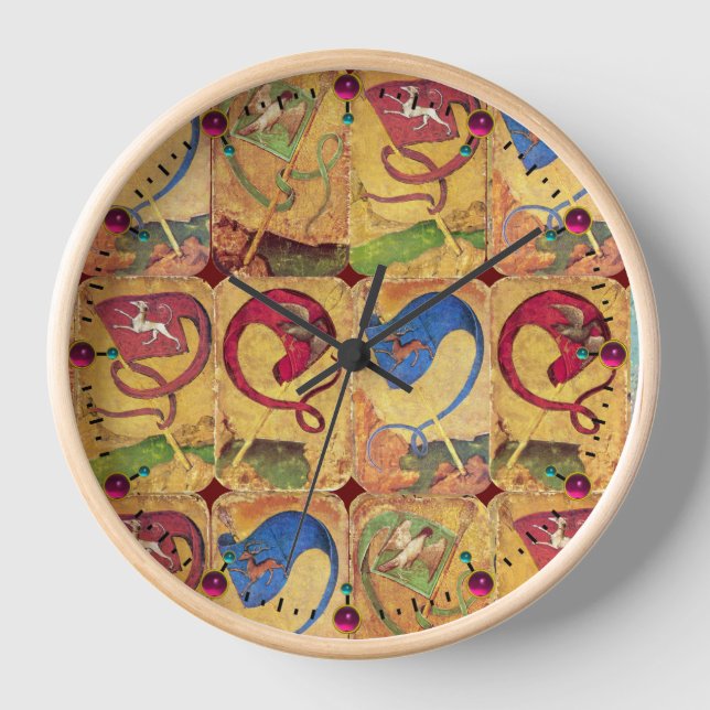 German Court Flags /Dogs,Deers,Falcons,Ducks Clock (Front)