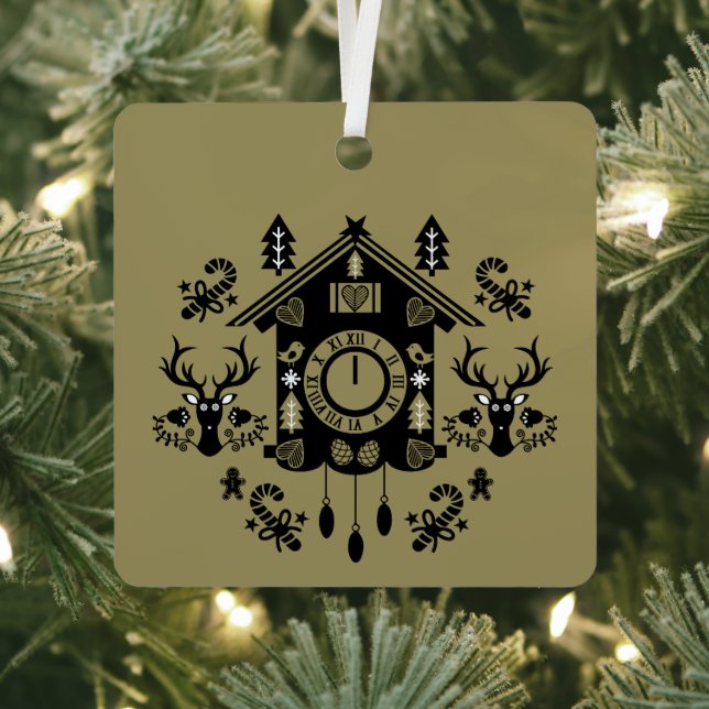 German Cuckoo Clock Christmas Metal Ornament (Insitu)
