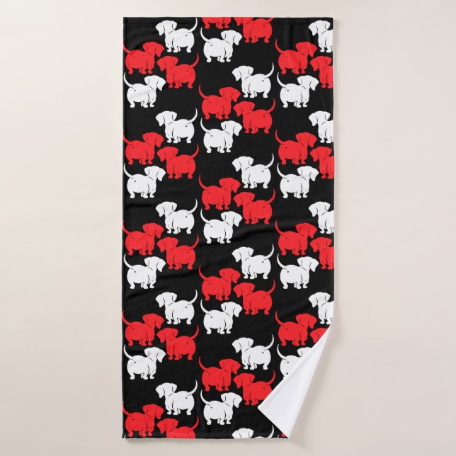 German Dachshund Dog Patterns Bath Towel (Bath Towel)
